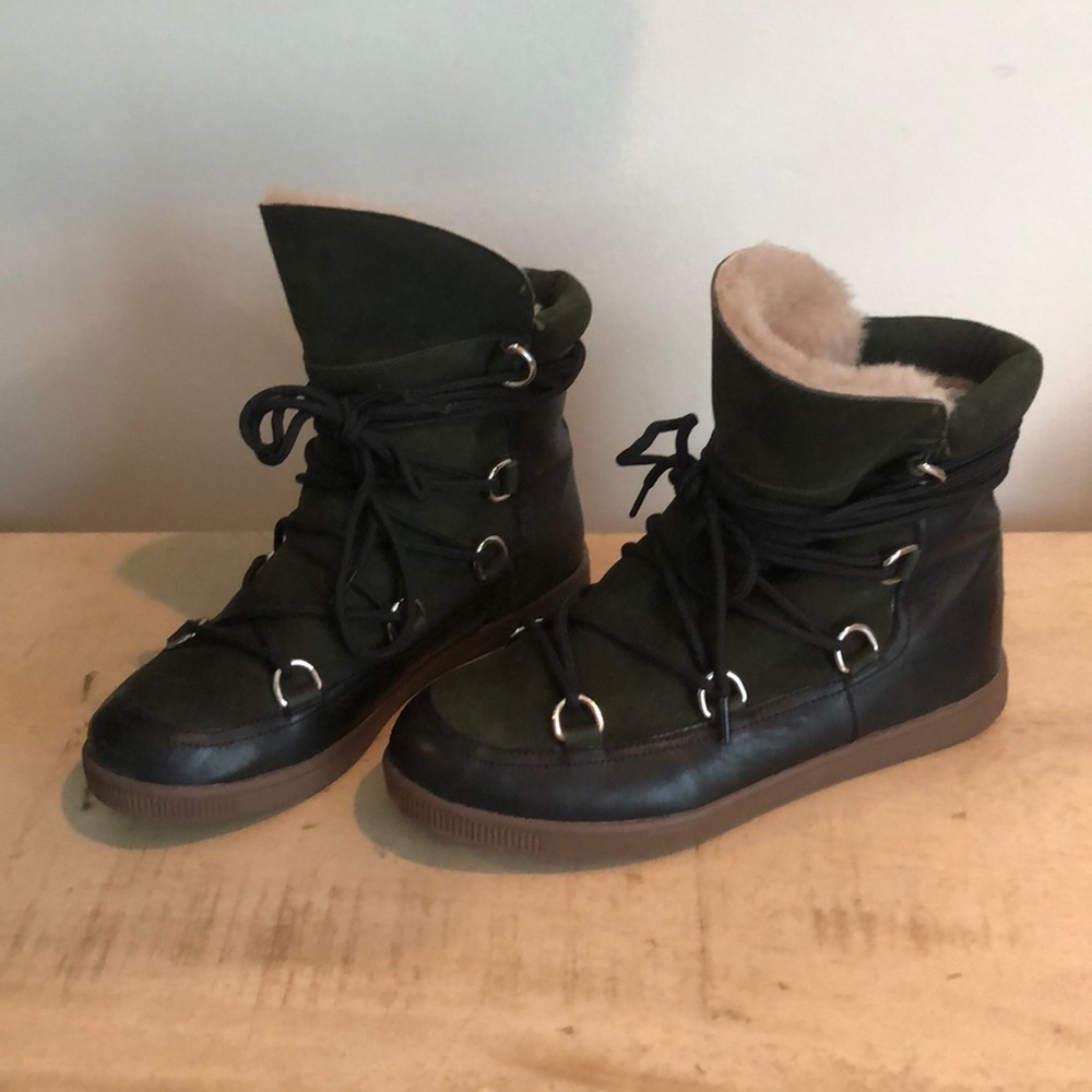 Renvy Olive/black shearling winter bootie